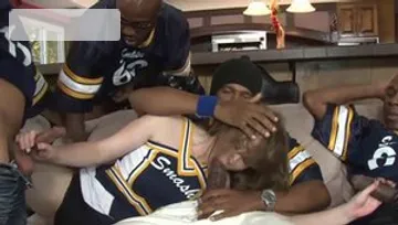 Young cheerleader helps with gangbang HD