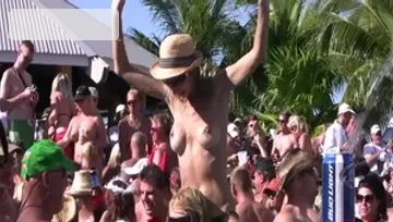 Young chick flashing in public