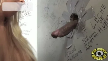 Gloryhole sex wrecked her shaved pussy