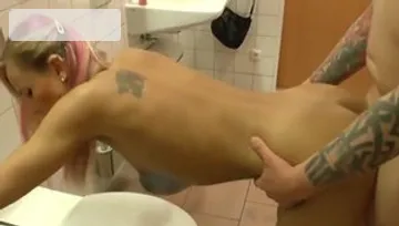 Young german teen finds dick to fuck in the toilet in HD