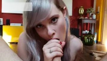 Piercing and small boobs blonde babe first time dick sucking