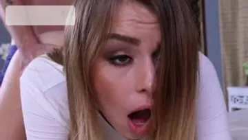 Cum on face in company with very sexy teen chick