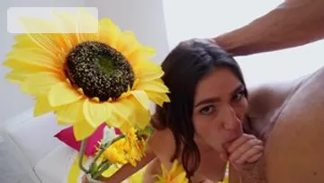 Skinny teen chick Gianna Gem rough foreplay cock sucking